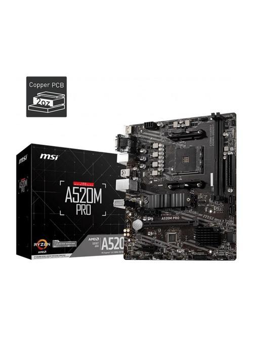 Msi A520M Pro Amd A520 Soket Am4 Ddr4 4600 Mhz(Oc) M.2 Anakart