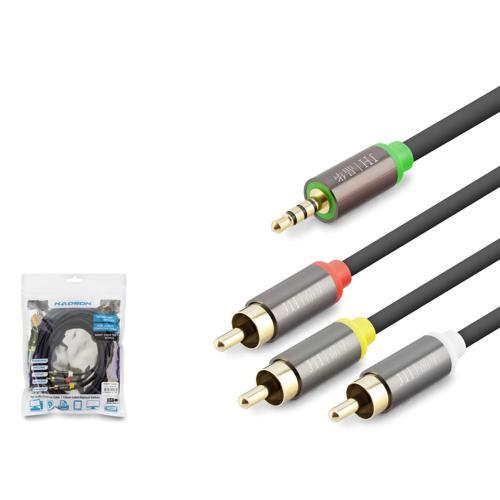 Hdx1066 3.5Mm To 3Rca Kablo 2Line Gold 5 Metre Siyah