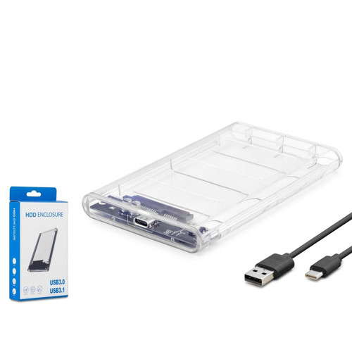 Hdx1766 Hdd Kutu Type-C3.1 + Usb3.0 2.5" Transparent (Boş Kutu)