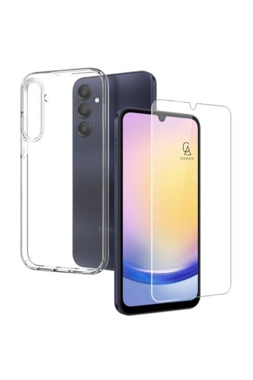 20068310 Samsung Galaxy A25 Uyumlu Kılıf Esnek Silikon Telefon Kılıfı Ve Temperli Cam Ekran Koruyucu
