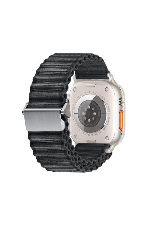 20068310 Apple Watch Series 4/5/6/Se 1.Nesil 44Mm İle Uyumlu Kumaş Hasır Örgülü Kordon Kayış