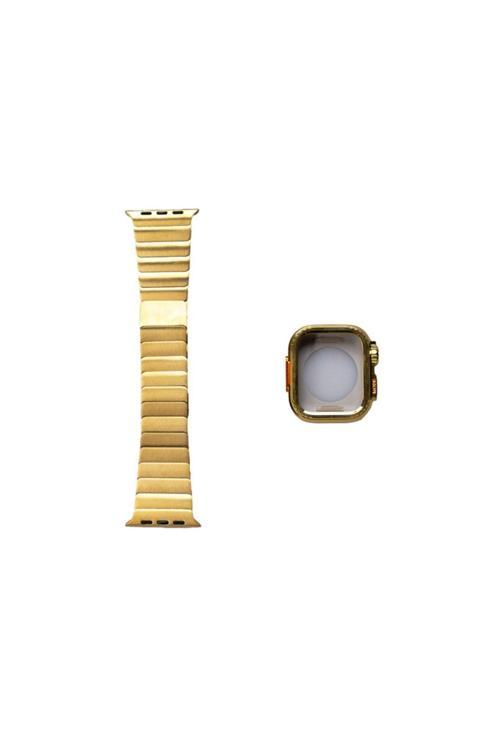 20068310 Apple Watch Series 4/5/6/Se 1.Nesil 44Mm Uyumlu Kasa Gövde Koruyucu Ve Metal Kordon 2 İn 1 Set