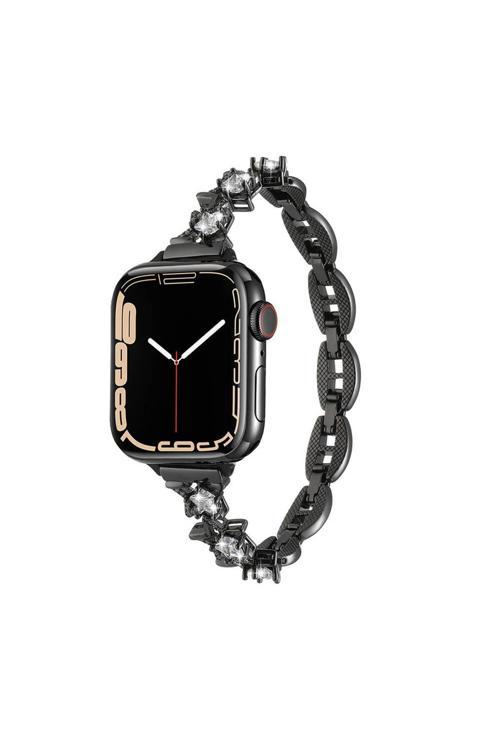 20068310 Apple Watch 7/8/9 45Mm Uyumlu Kordon Yıldız Figürlü Parlak Taşlı Metal Kordon
