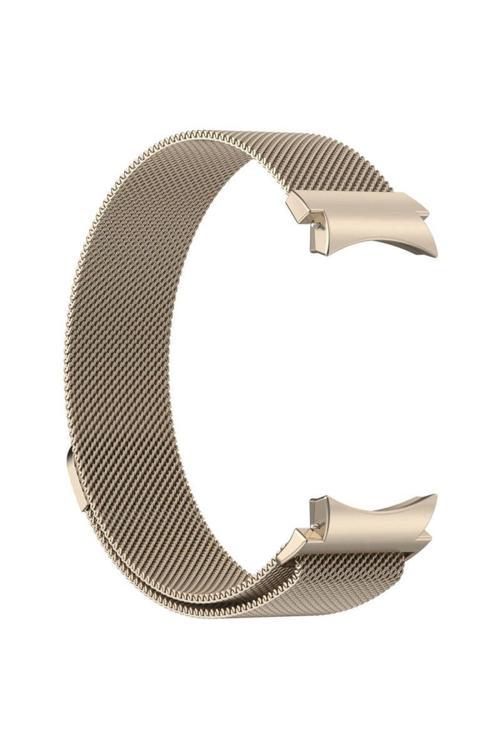20068310 Samsung Galaxy Watch 6 40Mm Uyumlu Mıknatıslı Metal Örgü Hasır Desenli Kordon Gold