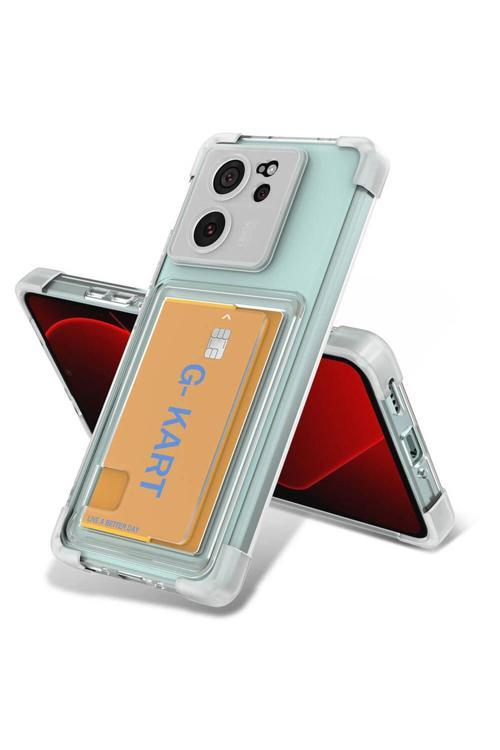 20068310 Xiaomi Mi 13T Pro Uyumlu Köşeleri Airbagli Kartlıklı Kartvizitli Şeffaf Telefon Kılıfı Kapak