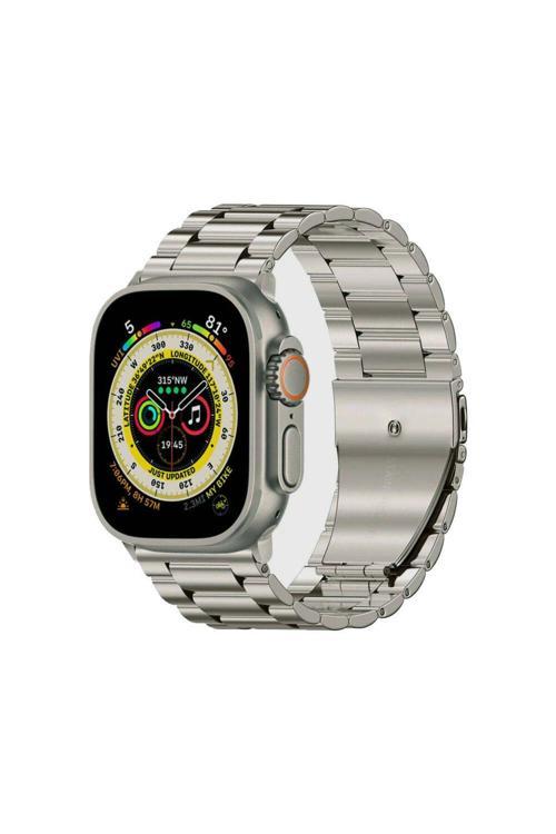 20068310 Apple Watch Seri Ultra/Ultra-2 49Mm Uyumlu Metal Baklalı Ayarlanabilir Kordon