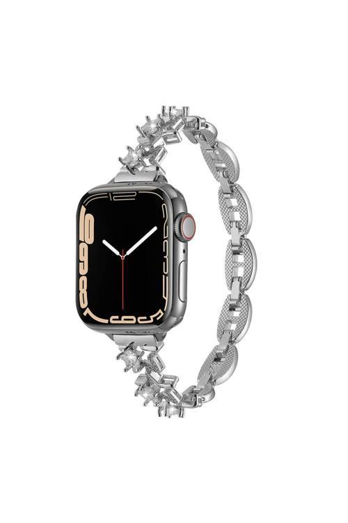 20068310 Apple Watch 1/2/3 38Mm Uyumlu Kordon Yıldız Figürlü Parlak Taşlı Metal Kordon