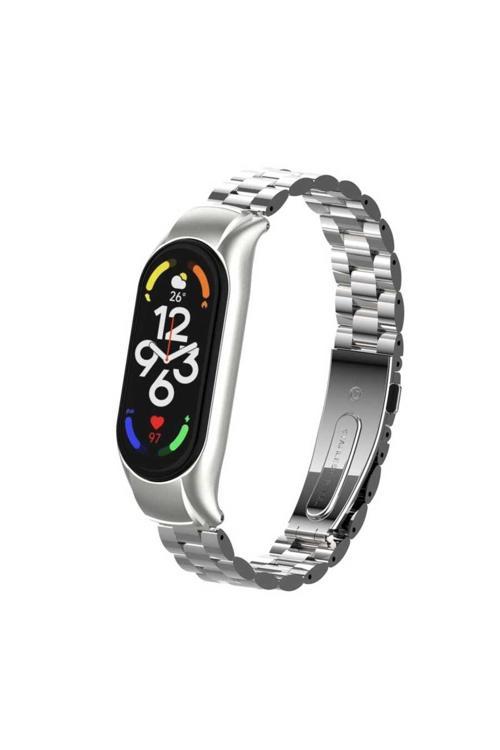 20068310 Xiaomi Mi Band 7 İle Uyumlu Bakla İşlemeli Metal Kordon