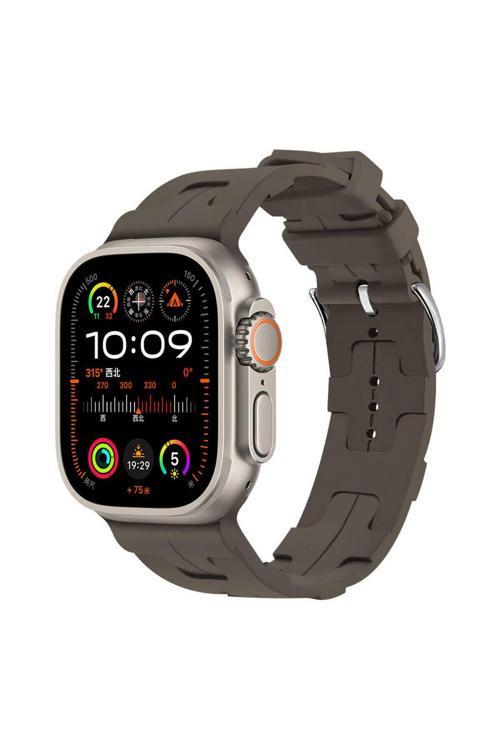 20068310 Apple Watch Seri Ultra/Ultra-2 49Mm Uyumlu Metal Tokalı Silikon Kordon