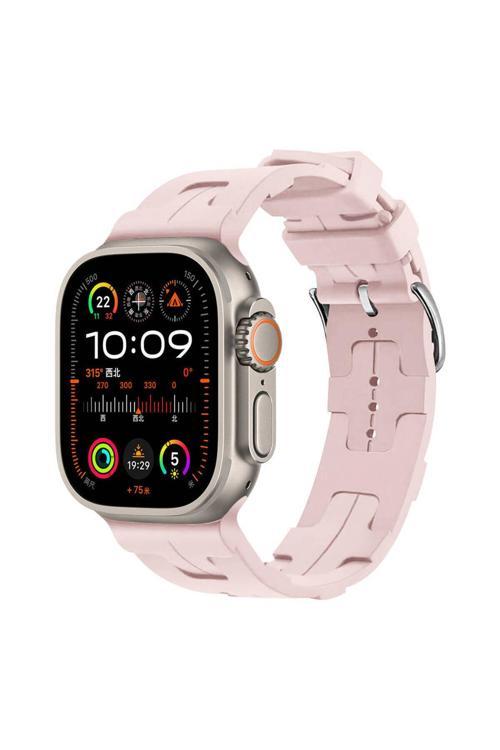 20068310 Apple Watch Seri Ultra/Ultra-2 49Mm Uyumlu Metal Tokalı Silikon Kordon