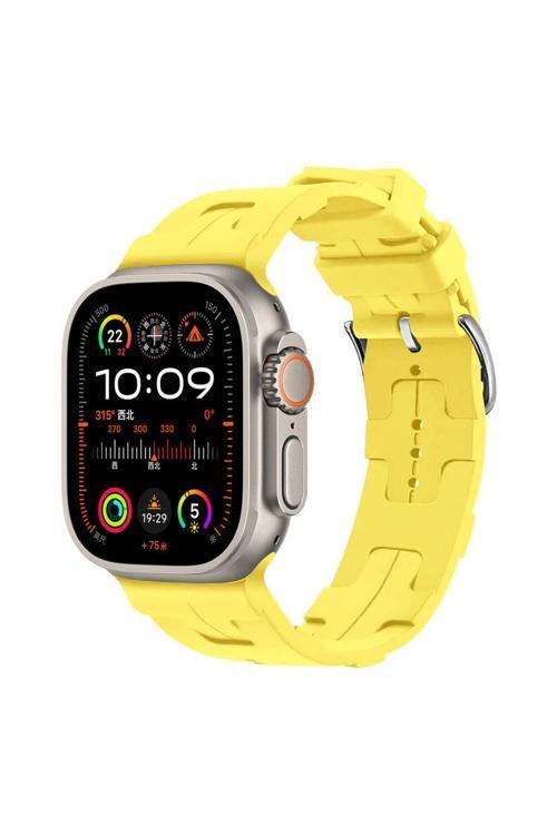 20068310 Apple Watch Seri Ultra/Ultra-2 49Mm Uyumlu Metal Tokalı Silikon Kordon