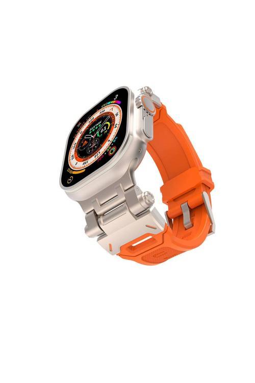20068310 Watch Ultra/Ultra2 49Mm İle Uyumlu Kordon Metal Başlıklı Silikon Kordon