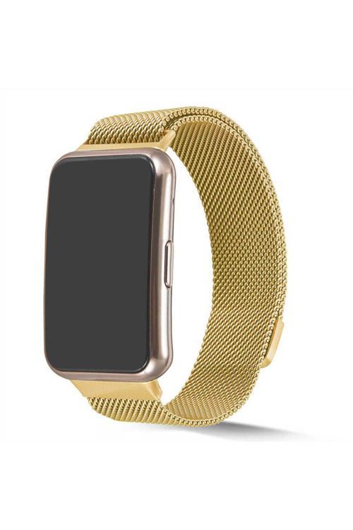20068310 Huawei Watch Fit İle Uyumlu Metal Tel-Örgü İşlemeli Kordon