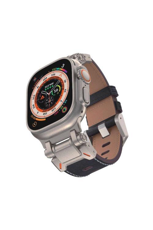 20068310 Apple Watch 1/2/3 42Mm İle Uyumlu Kordon Metal Başlıklı Suni Deri Kordon