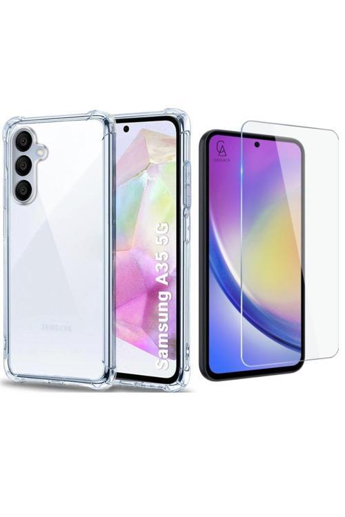 20068310 Samsung Galaxy A35 Uyumlu Köşe Dolgulu Anti Shock Telefon Kılıfı Ve Kırılmaz Cam Ekran Koruyucu