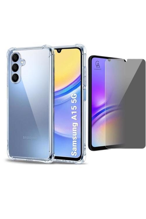 20068310 Samsung Galaxy A15 Uyumlu Köşe Dolgulu Anti Shock Telefon Kılıfı Ve Hayalet Privacy Ekran Koruyucu
