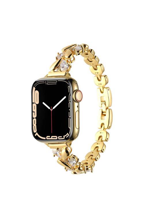 20068310 Apple Watch 7/8/9 41Mm Uyumlu Kordon Damla Figürlü Parlak Taşlı Metal Kordon