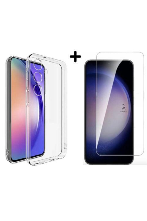 20068310 Samsung Galaxy S24 Uyumlu Kılıf Esnek Silikon Telefon Kılıfı Ve Temperli Cam Ekran Koruyucu