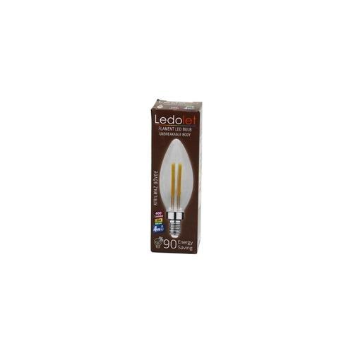 Ledolet  4w=45w - E14   Mum  Flament Led Rustik Ampul  400lumen - 3000k   Kırılmaz Gövde
