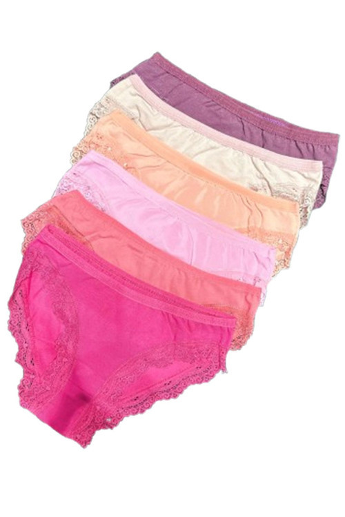 Dantelli Bikini Slip 5Li Külot Likralı Penye Çok Renkli S-M