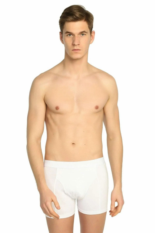 3 Lü Paket Pamuklu Likralı Erkek Boxer Beyaz 2XL