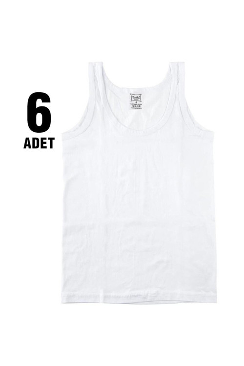Erkek Çocuk Beyaz 6'Lı Paket Atlet Elf568Tut01246 Beyaz 3-4 Yaş