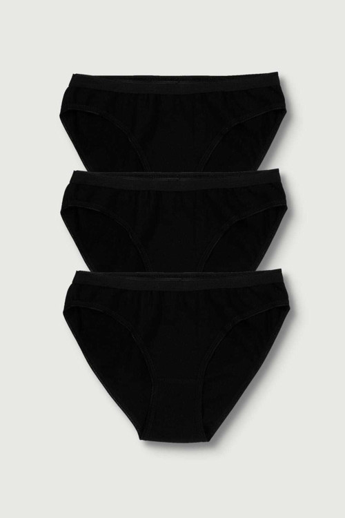 Kadın Siyah 3'Lü Paket Bikini Külot Elf568T0635Ccm3 Siyah Standart