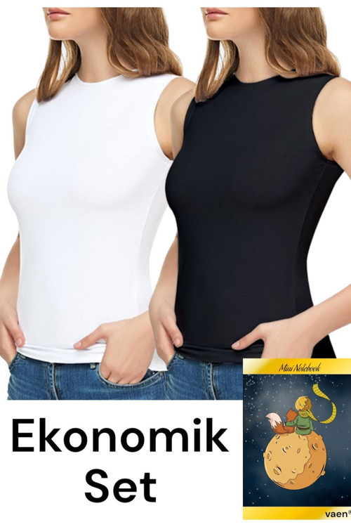 Kadın Likralı Sıfır Kollu Elastan Bisiklet Yaka Atlet Badi Çok Renkli L