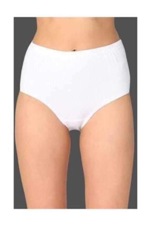 Kadın Beyaz 6'Lı Paket Pamuklu Ribana Bato Külot Beyaz 6XL