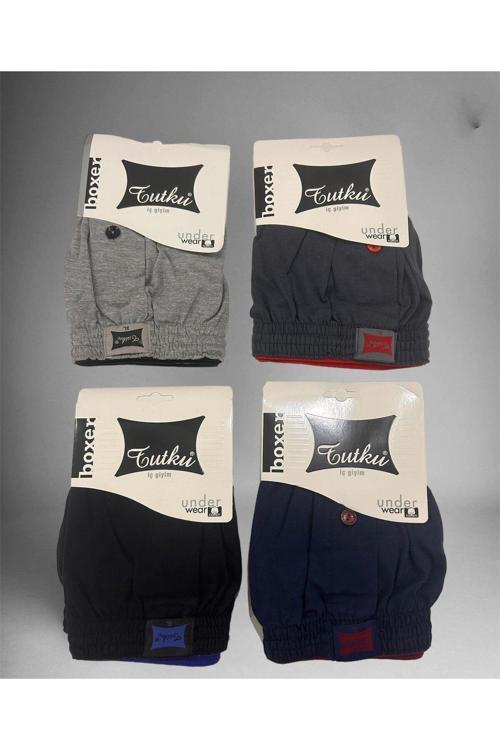 Tutku 117 Erkek Boxer - Düğmeli Havlubel İç Giyim, 4'Lü Set Çok Renkli XL