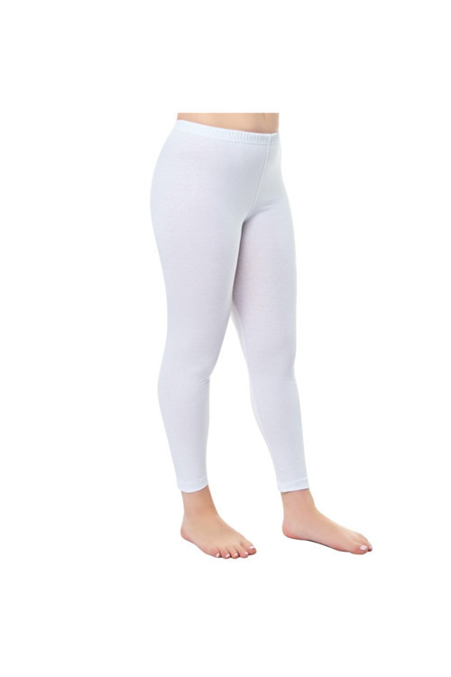 Kadın Beyaz Penye Tayt 3'Lü Paket Beyaz 6XL