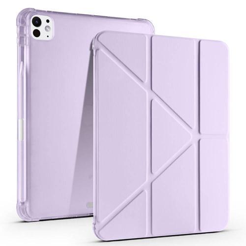 Apple iPad Pro 11 M4 (2024) Yatay ve Dikey Standlı Antishock Kalemlikli Origami Silikon Kılıf A2836