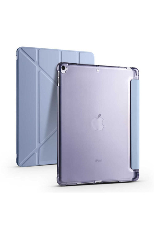 Apple iPad 7.Nesil 10.2 Yatay ve Dikey Standlı Antishock Kalemlikli Origami Silikon Kılıf A2197