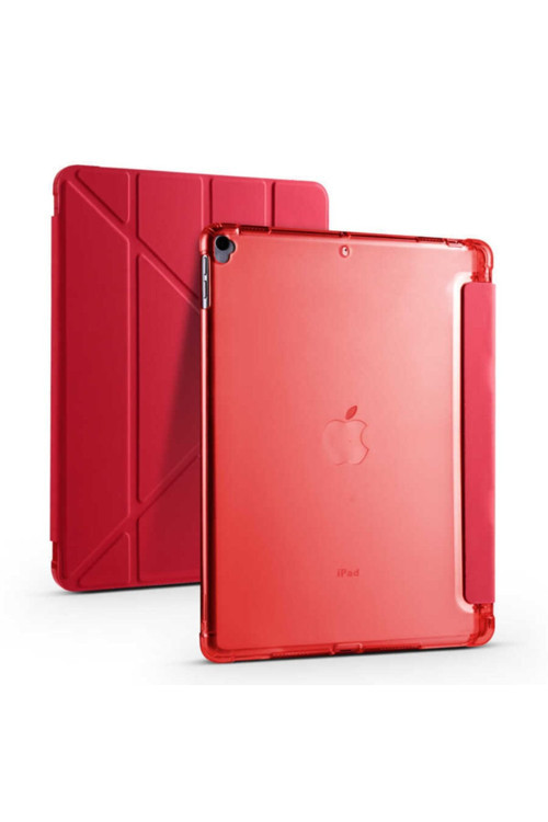 Apple iPad 7.Nesil 10.2 Yatay ve Dikey Standlı Antishock Kalemlikli Origami Silikon Kılıf A2197