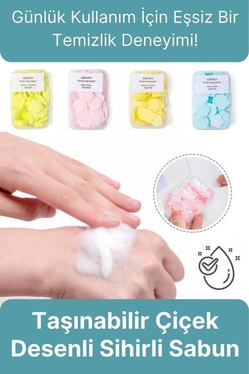 Mini Pratik Taşınabilir Dış Mekan Tuvalet Kullanımı Çeşitli Kokulu Çiçek Desenli Sihirli Cep Sabunu