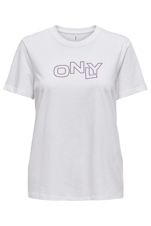 Onllotta Pamuklu Regular Fit Bayan T Shirt 15339251 Beyaz-Lila