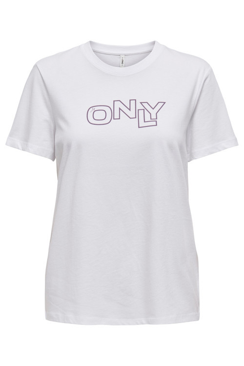 Onllotta Pamuklu Regular Fit Bayan T Shirt 15339251 Beyaz-Lila