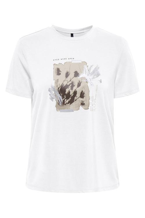 Onlfree Baskılı Regular Fit Bisiklet Yaka Bayan T Shirt 15303212 BEYAZ