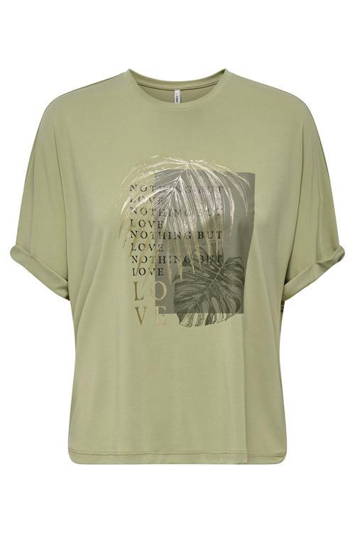 Onlfree Regular Fit Bisiklet Yaka Desenli Bayan T Shirt 15343267 AÇIK YEŞİL