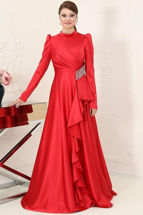 Nazende Tesettür Abiye Kırmızı