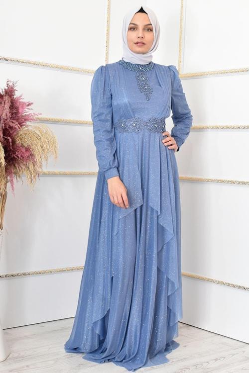 Simli Mihrimah Abiye Indigo