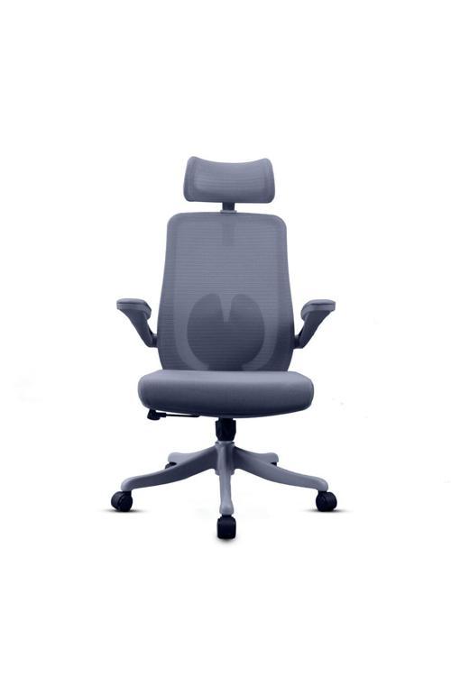 Sakura Gri Ergonomik File Sırtlı Ofis Koltuğu | Ayarlanabilir Kolçak & Bel Desteği