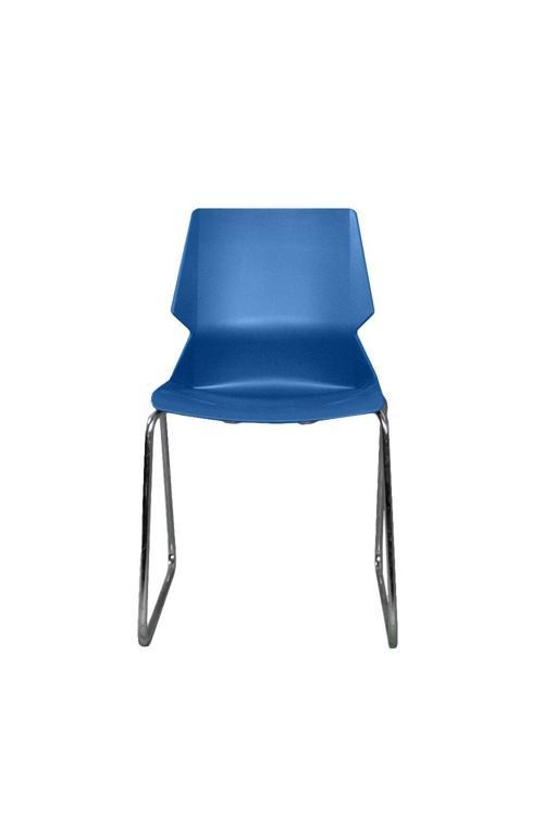 Mora Mavi Deri Ev Ofis Toplantı Bekleme Koltuğu | U Ayaklı Ergonomik Tasarım | Yükseklik Ayarlı