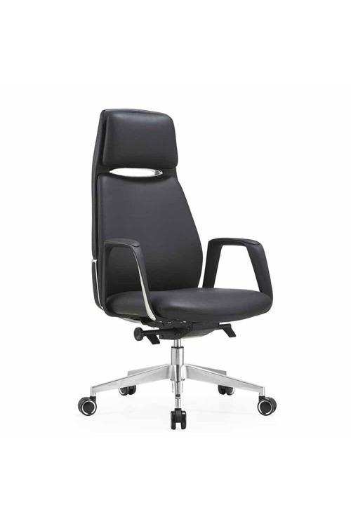 Siyah Deri Ultra Lüks Ergonomik Konforlu Trend Üst Düzey Müdür Ofis Çalışma Yönetici Koltuğu