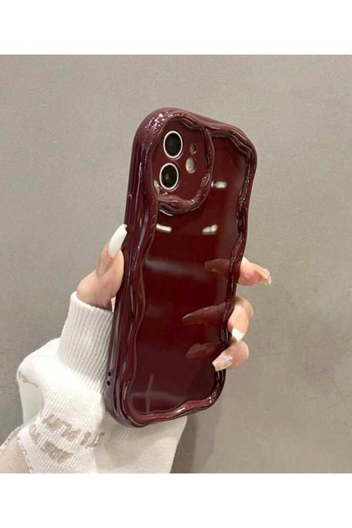 16 Plus Bordo Dalgalı Kenarlı Parlak Silikon Kılıf