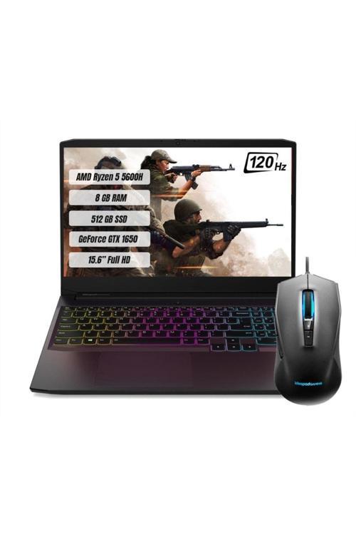 Ideapad Gaming 3 82K200K3Tx R5 5600H 8Gb 512Ssd Gtx 1650 120 Hz 15.6 Fhd Dos Taşınabilir Bilgisayar