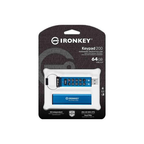 IKKP200/64GB 64 GB 145-115 Mb/s IronKey Keypad 200 140-3 LVL 3 USB 3.0 Flash Bellek