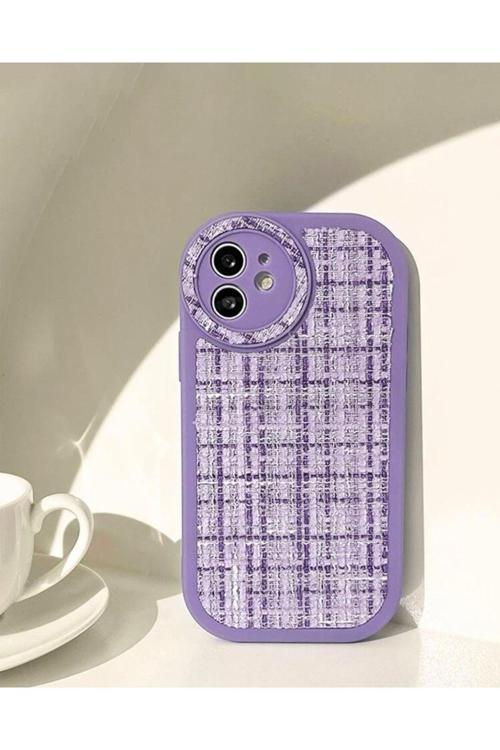 Iphone 11 Kumaş Desen Lila Kılıf