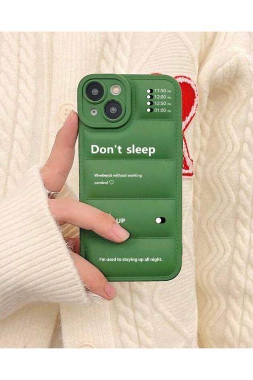 Iphone 15 Plus Yazılı Puffer İç Dış Silikon Kılıf