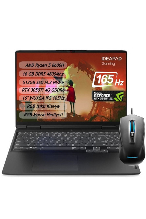Ideapad Gaming 3 82Sc0062Tx Amd Ryzen5 6600H 16(2X8Gb) 16" Ips Freedos Dizüstü Bilgisayar 82Sc0062Tx